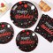 Red and Black Birthday Party Supplies, Happy Birthday Plates and Napkins Set With Birthday Tablecloth, Red and Black Birthday Decorations Serve 25 Guests